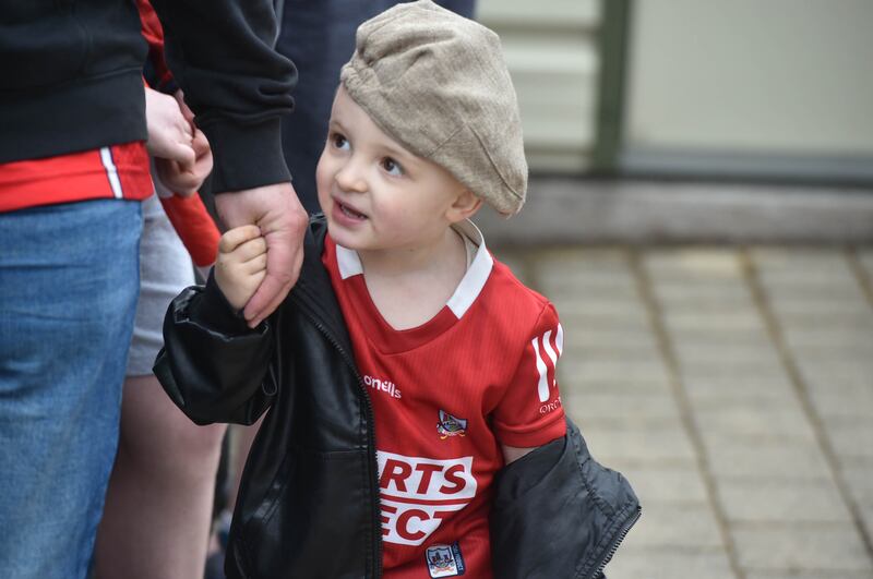 Aidan O'Brien (4), from Knockraha, Co Cork, at the funeral of Teddy McCarthy. Photograph: Michael Mac Sweeney/Provision