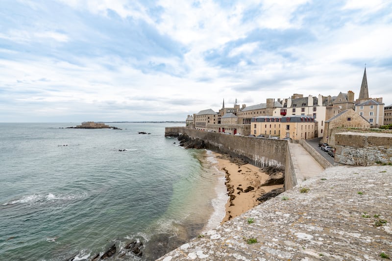 Grand Bé Island off the coast of St Malo in France, from the fortified walls of the town. Photograph: iStock