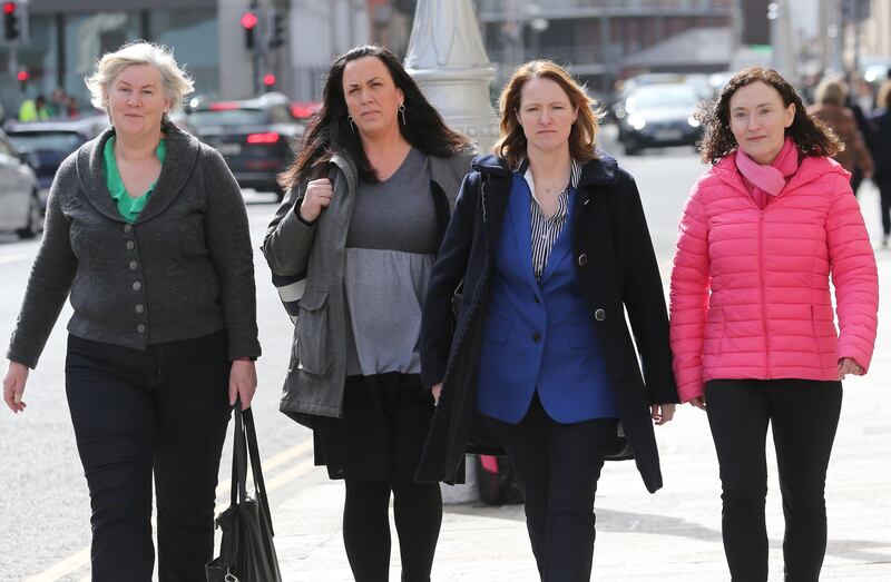 Members of Women of Honour Karina Molloy, Honor Murphy, Diane Byrne and Yvonne O Rourke arriving at Government Buildings last month for a meeting with Tánaiste Micheál Martin. Photograph: Gareth Chaney/Collins Photos