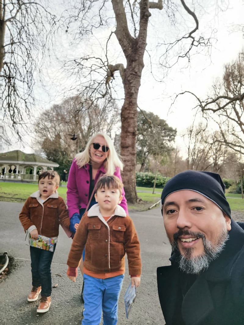 Gianmarco with Claire and their children Ollie and Theo 