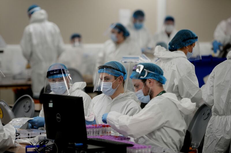 The clinical accessioning of Covid-19 samples at Randox. Photograph: Alan Betson