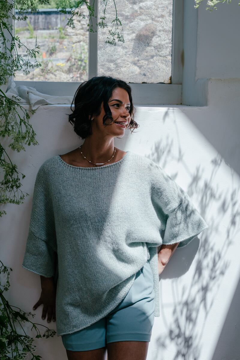 The blue Banbha sweater from Ériu