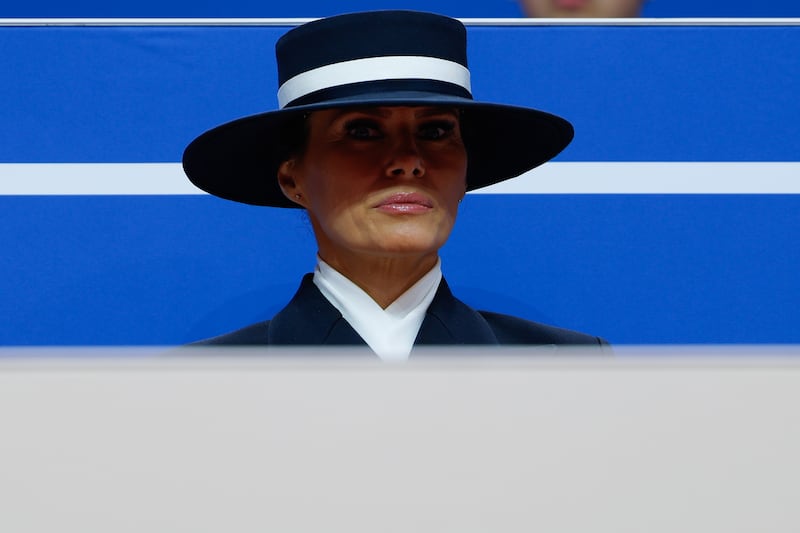 Melania Trump looks on during the inauguration. Photograph: Anna Moneymaker/Getty Images