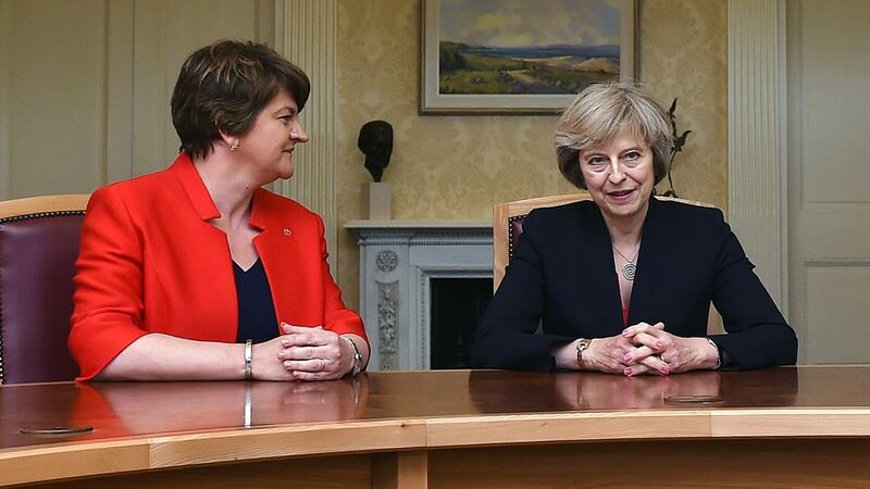 DUP leader Arlene Foster and prime minister Theresa May. Politics is not happening in the North, and this at a time when the DUP has extracted an additional £1bn  from the Tories to prop up May’s government