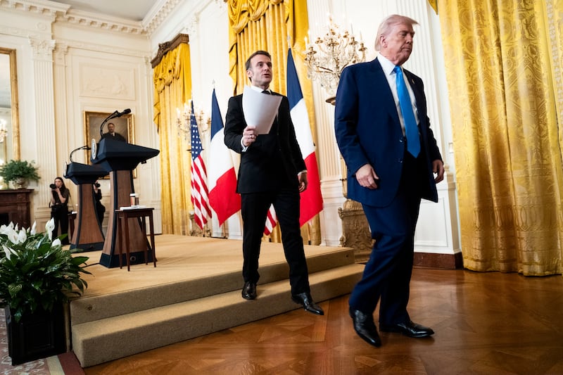 French president Emmanuel Macron and US president Donald Trump. Photograph: Doug Mills/New York Times      