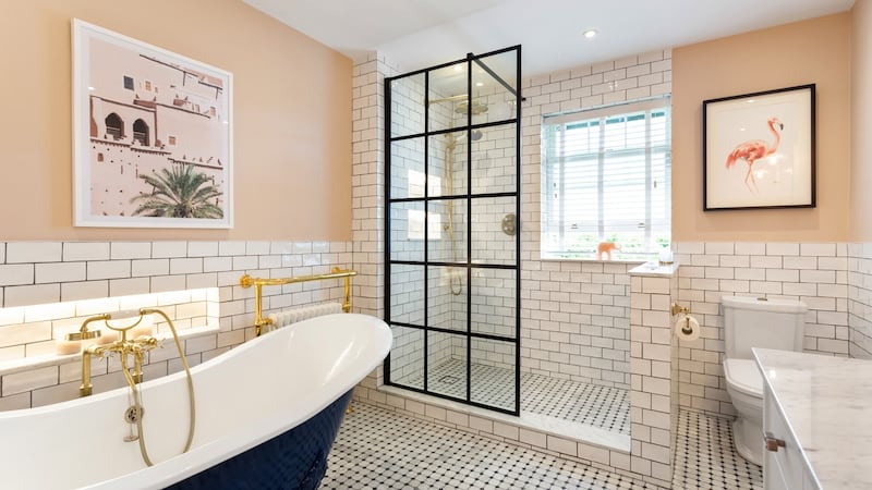 Bathroom: Ronan styled the room with a Crittal-style shower screen and a free-standing claw-foot bath