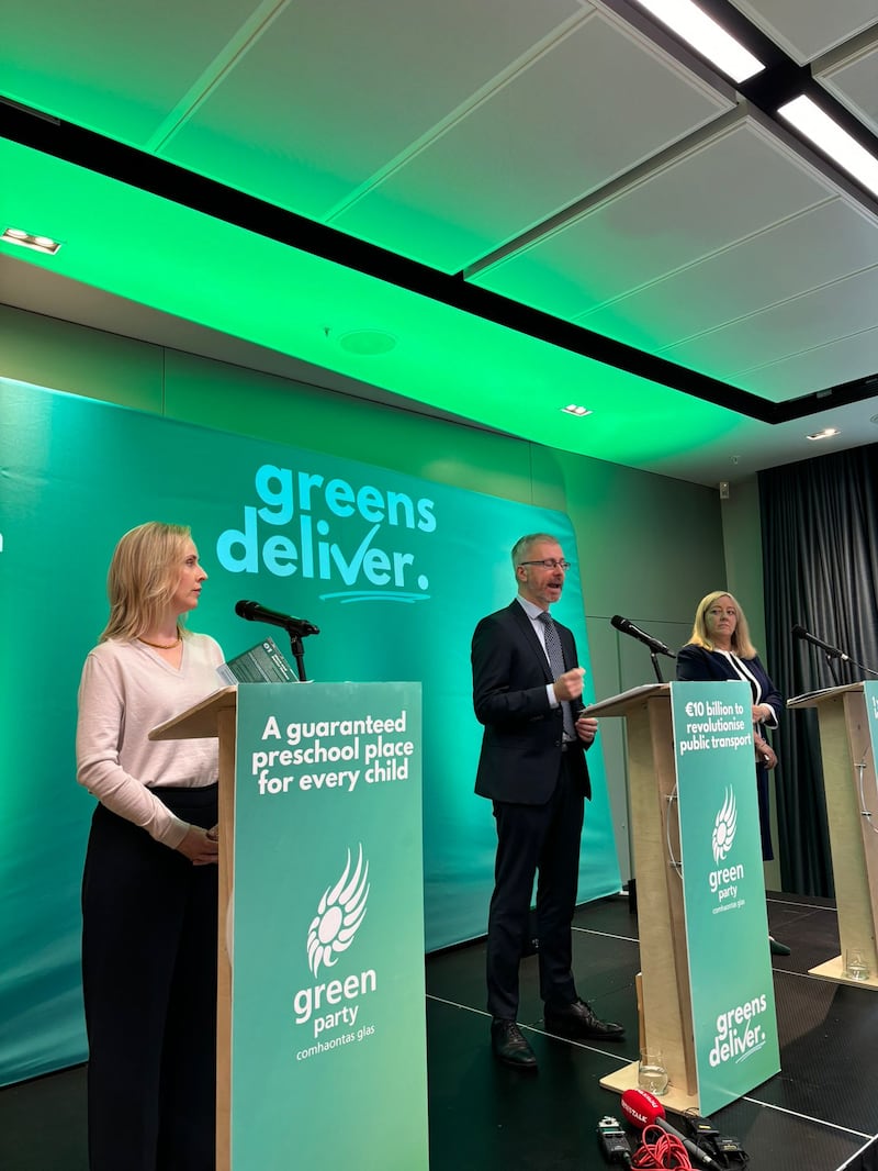 Green Party leader Roderic O'Gorman at the launch of his party's general election manifesto on November 12th, 2024