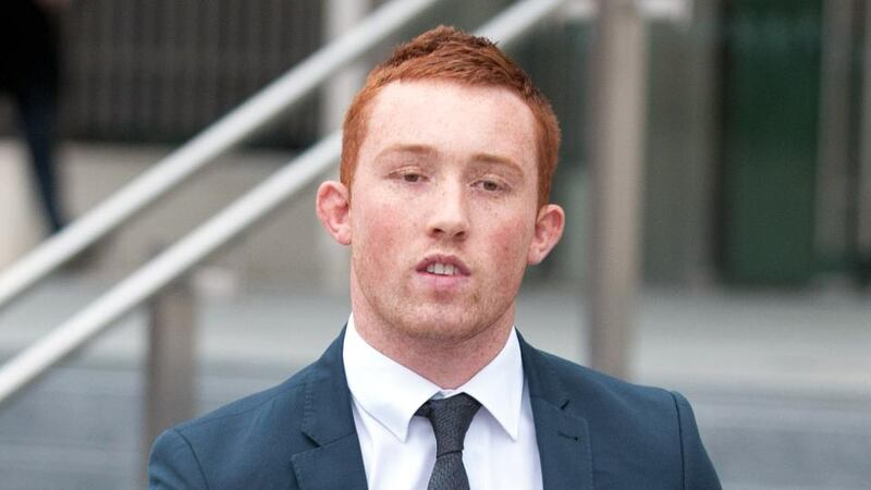 Evan Lewis (22), of Coppinger Close, Stillorgan, leaving Dublin Circuit Criminal Court today after pleading guilty to affray on Lower Rathmines Road on March 20th, 2011. Photograph: Collins Courts