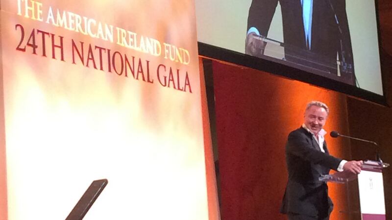 Dancer Michael Flatley being honoured by the American Ireland Fund at the philanthropic group’s 24th annual gala at the National Building Museum in Washington DC. Photograph: Simon Carswell