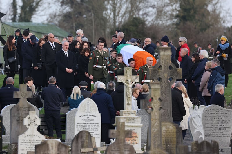 State Funeral of former Taoiseach, John Bruton at Rooske Cemetery, Dunboyne, Co. Meath. Photograph: Dara Mac Dónaill / The Irish Times