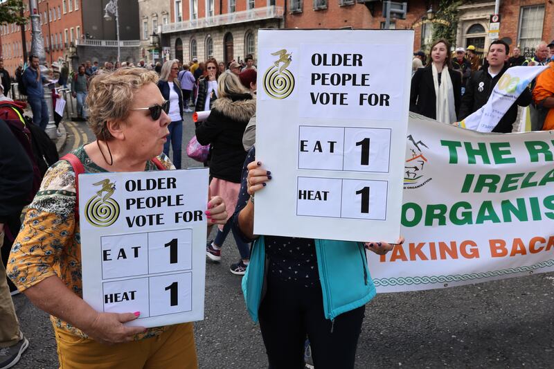 Demonstrators at the march in Dublin on Saturday, 24th September. Photograph: Dara Mac Dónaill / The Irish Times








