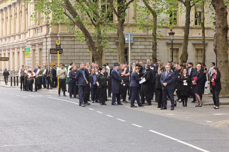 Staff and guests were evacuated from the building. Photograph: Alan Betson / Irish Times 