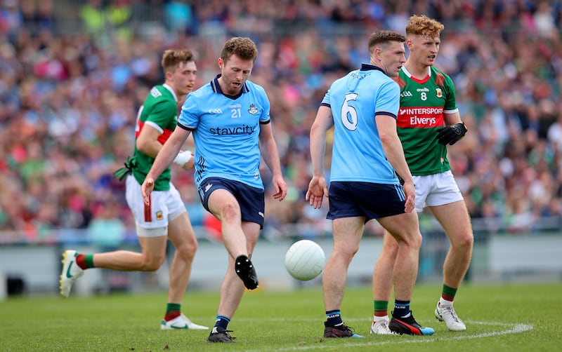 Jack McCaffrey: played a pivotal role as Dublin delved into their bag of tricks to deny Mayo with a last-gasp equaliser at Dr. Hyde Park, Roscommon. Photograph: Ryan Byrne/Inpho 