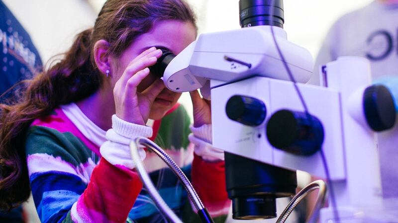 A Probe participant gets a chance to see science up close at the  festival last year.