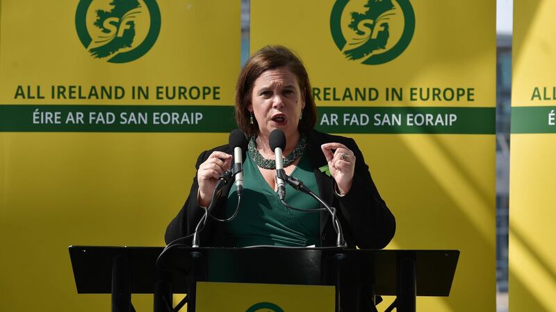 Sinn Féin’s more recent definition of itself as a Euro critical rather than a Eurosceptic party has been put in context by the fact that Nigel Farage’s Brexit Party is using clips from speeches by Mary Lou McDonald when she was a member of the European Parliament to support its European election campaign in the UK. Photograph: Charles McQuillan/Getty Images