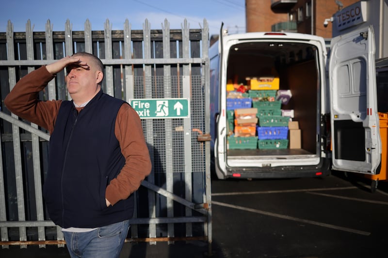 Michael Collins, a driver for the Muslim Sisters of Éire, picking up a food donation from a Tesco in Ranelagh. The preparation for the Friday meal beings a few days beforehand, with numerous stops all the way, collecting food from various locations, saving the most perishable items for Friday morning. Photograph: Chris Maddaloni