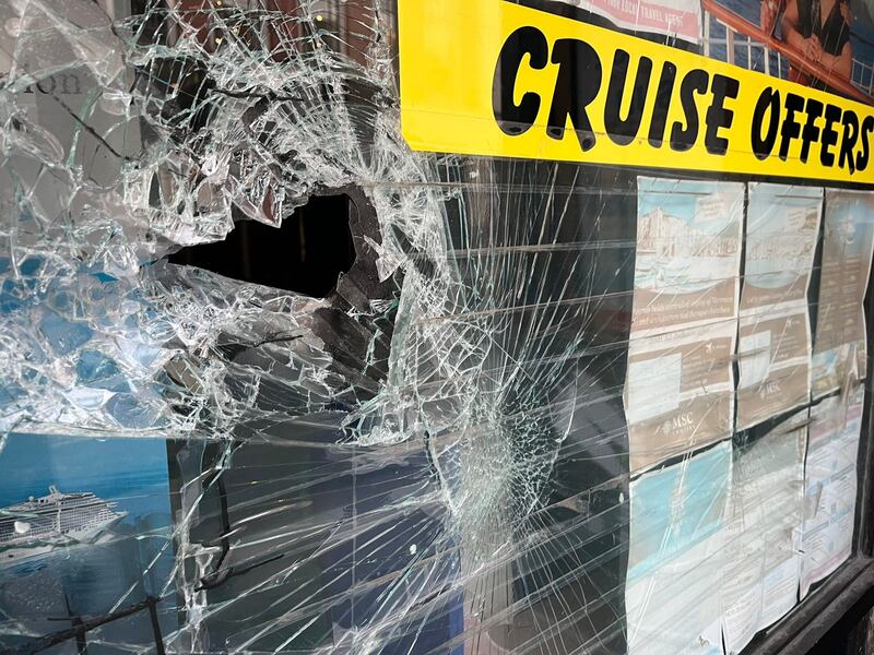 Shops damaged in rioting and looting in Dublin city centre on Thursday pictured on Friday morning. Photograph: Conor Pope