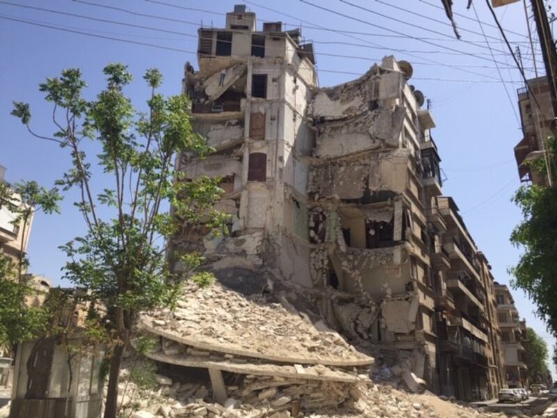 A building in Aleppo that was destroyed by February's earthquakes. Photograph: Michael Jansen