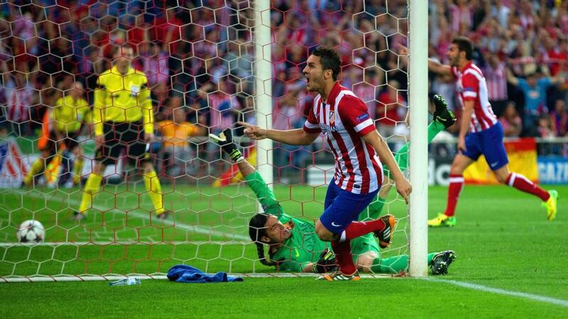 Koke celebrates Atletico Madrid’s winner. Photograph: Gonzalo Arroyo Moreno/Getty Images