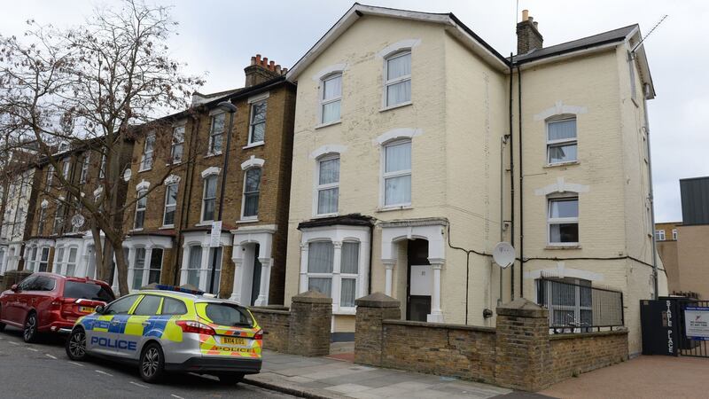 The scene in Wilberforce Road, near Finsbury Park, in north London after a one-year-old boy died and his twin sister was left in a critical condition in a flat. Photograph: Victoria Jones/PA Wire