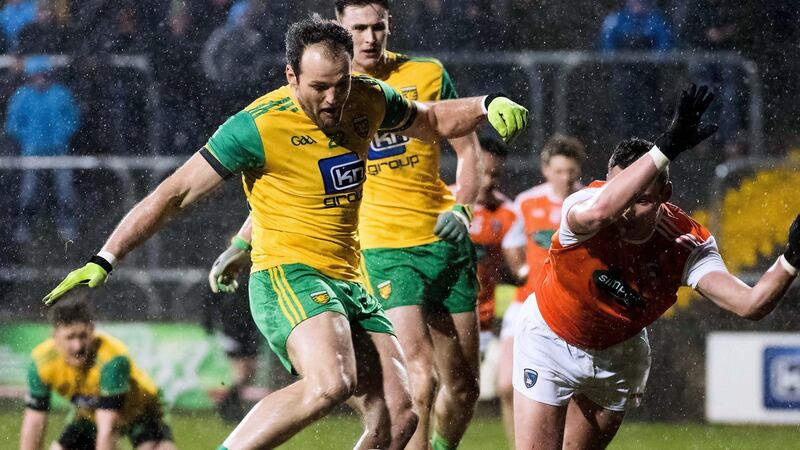 Donegal’s Michael Murphy scores a goal against Armagh during the league. Photograph: Evan Logan/Inpho