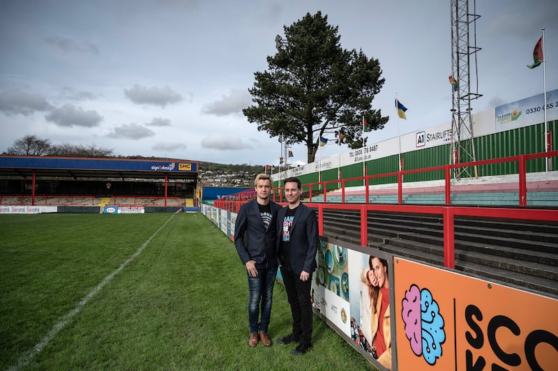 Kaue Garcia, left, and Ryan O’Neill, co-owners of the Keighley Cougars. Photograph: Mary Turner/The New York Times
                      