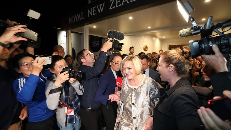 National leader Judith Collins concedes the 2020 New Zealand General Election. Photograph: Greg Bowker/Getty Images.