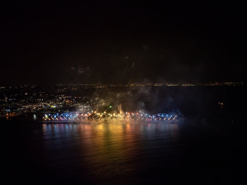 The NYF Dublin Fireworks Spectacular, as seen from Dún Laoghaire Harbour. Photograph: Allen Kiely