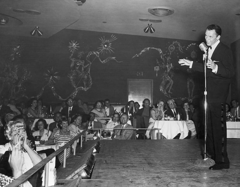 Rat Pack: Frank Sinatra singing at the Sands Hotel in Las Vegas. Photograph: Bettmann/Getty