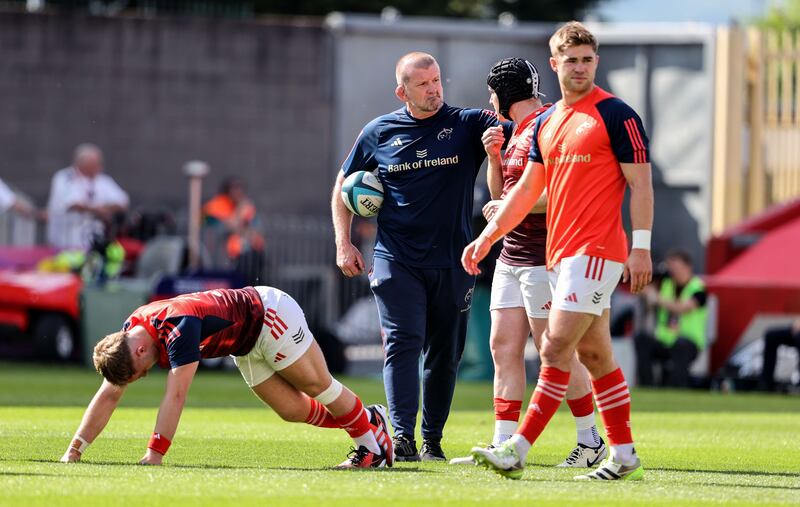 Munster Head Coach Graham Rowntree and Rory Scannell. Photograph: Dan Sheridan/Inpho