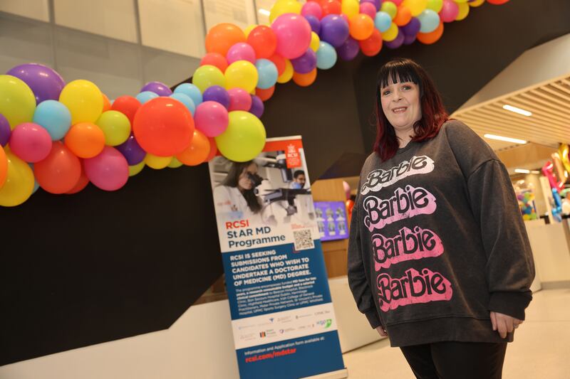 Rosemary Murphy, arriving for her first day in College at the RCSI, Dublin. Photograph: Dara Mac Dónaill