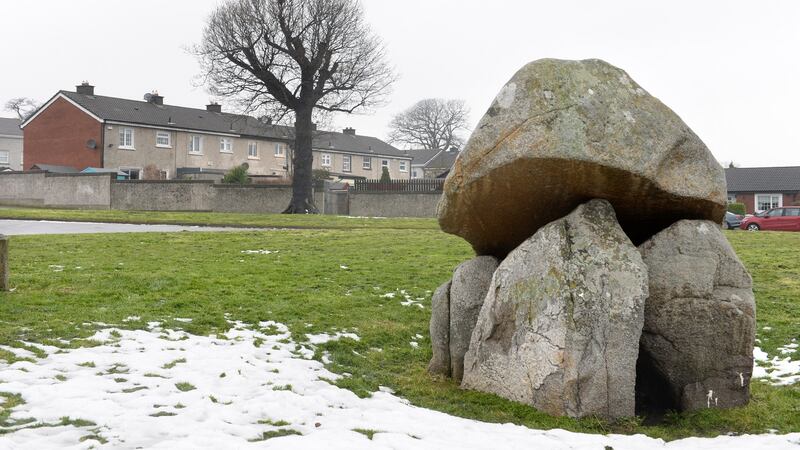 A dolmen in Cromlech Fields estate, Ballybrack. Photograph: Dara Mac Dónaill