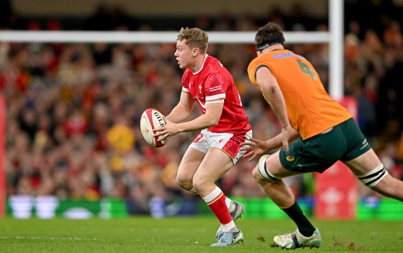 Wales' Sam Costelow is set to start at outhalf against South Africa. Photograph: Ashley Crowden/Inpho