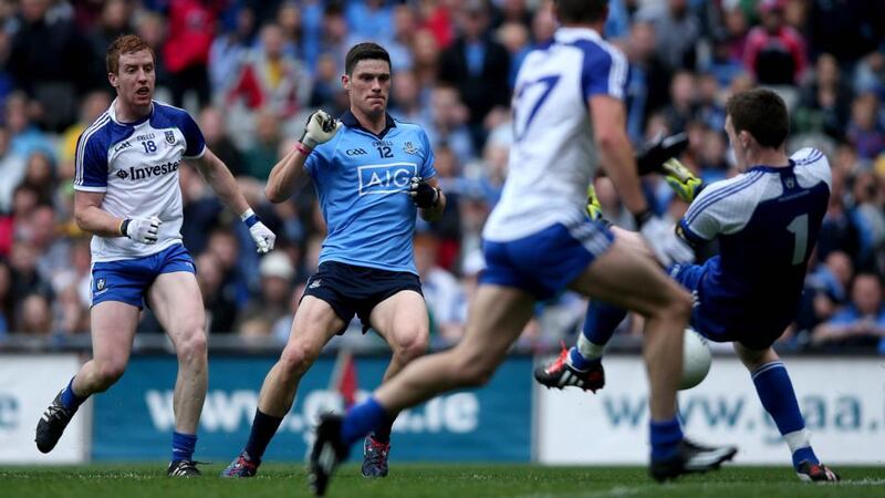 Dublin’s Diarmuid Connolly scores his side’s first goal. Photograph: Donall Farmer/Inpho