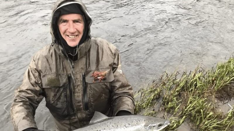 Eddie Corry from Co Clare with his 10lb salmon caught and released on the river Feale in Co Kerry.