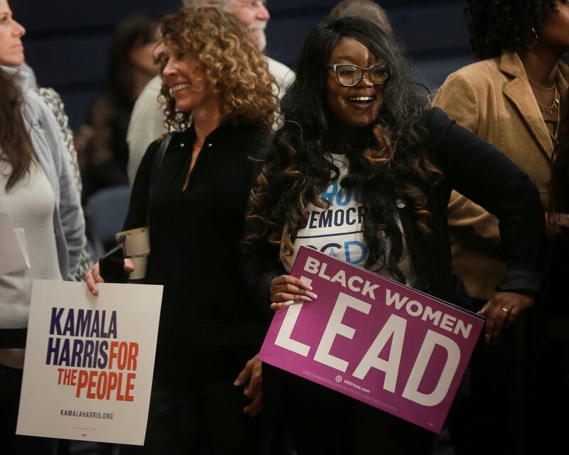 Supporters wait to meet Kamala Harris  in North Charleston, South Carolina. Photograph: Reuters/Elijah Nouvelage