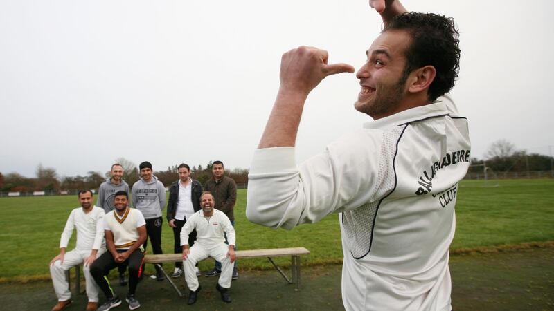 Members of the Ballaghadereen Cricket Club at their ground in the town. Photograph: Brian Farrell