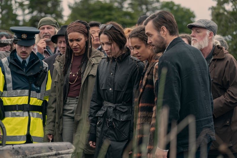 Bodkin: (from left) Seán Óg Cairns, Kerri McLean, Siobhán Cullen, Robyn Cara and Will Forte. Photograph:  Enda Bowe/Netflix