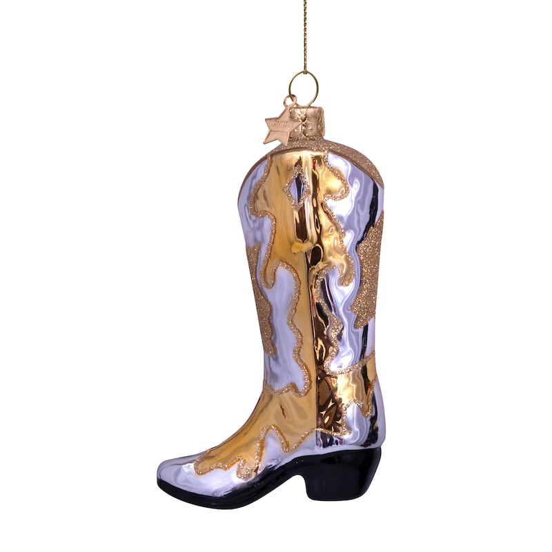 Metallic cowboy boot decoration, €16.95 at April and the Bear