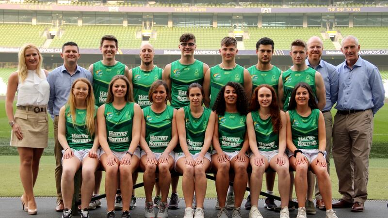 The Ireland’s Mixed Open team. (Back): Davinia Murray, Sam McLean, Conor Cunningham,  Graham Rogers, Ben Hogan, Fergus Leech, Nick Leung, Stephen Troy, Adrian Patterson, Paul Brown. (Front): Rachel Speer, Rachel O’Hegarty, Abigail Doyle, Emily Pollard, Aisling McCaffrey, Aisling Gill, Ellie Boyce