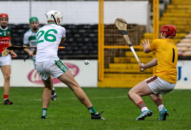 Ballyhale's Joey Cuddihy scores a goal in the victory over James Stephens at UPMC Nowlan Park, Kilkenny. Photograph: Lorraine O’Sullivan/Inpho