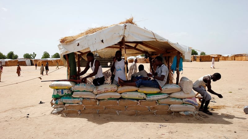 CJTF militia members  in a shed protected with  sandbags at a camp for internally  displaced persons (IDPs)  in the city of Maiduguri, northern Nigeria, June 6th, 2017. File photograph: Akintunde Akinleye/Reuters