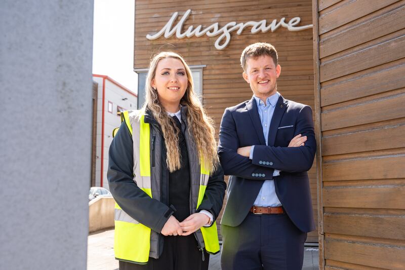 Eileen and Diarmuid outside the Cork offices