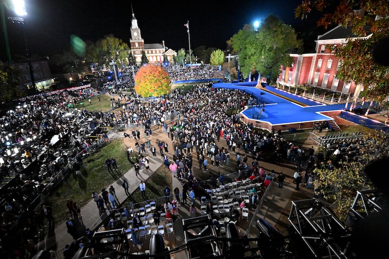 US election: Supporters attend an election night event for Kamala Harris at Howard University in Washington, DC. Photograph: MANDEL NGAN/AFP via Getty Images