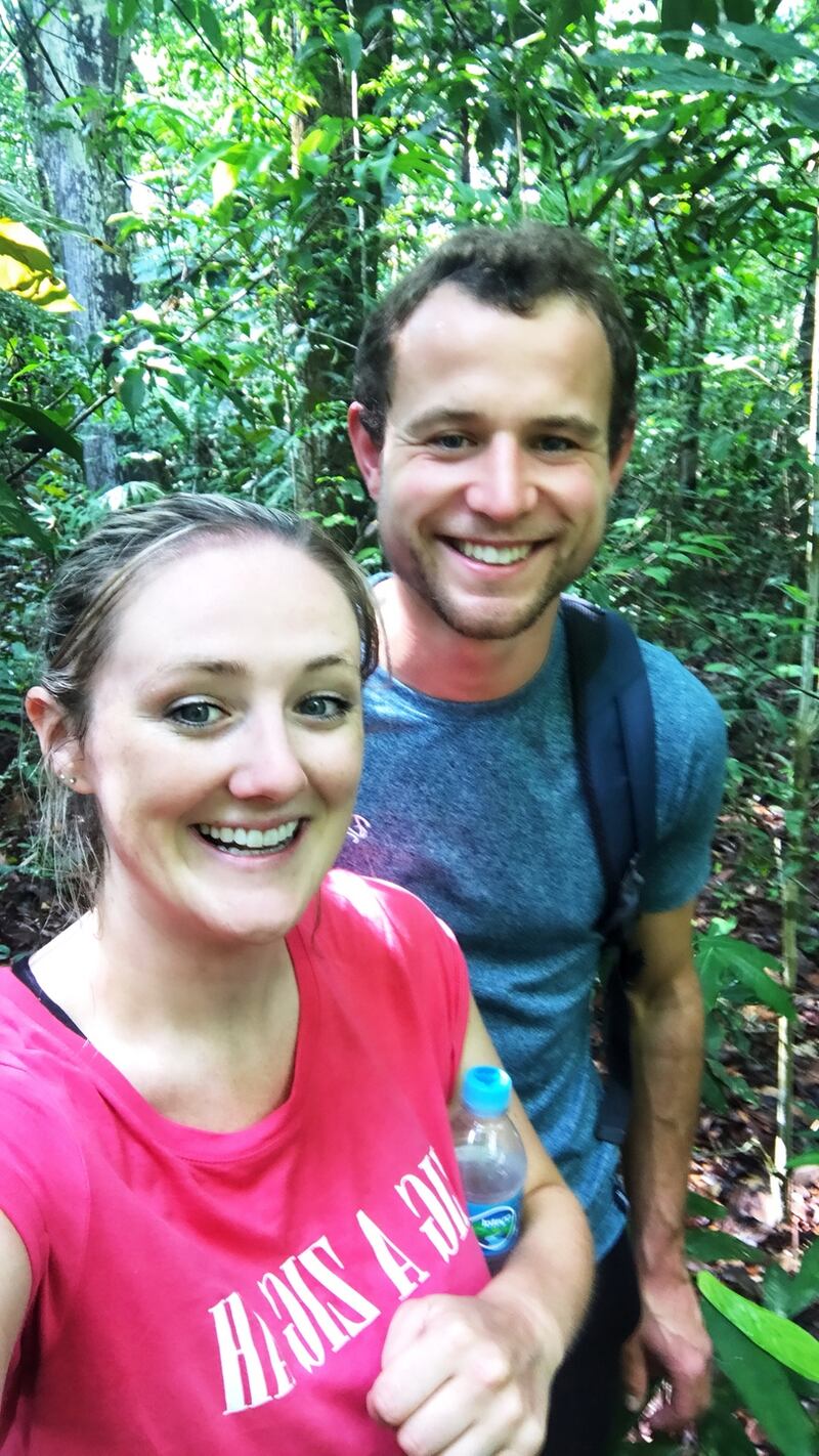 Emma Cahill with her boyfriend Andrew Atkinson in the Amazon.