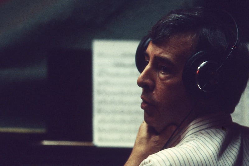 Jim Doherty during the recording of Spondance, his jazz ballet suite, in Los Angeles in 1986