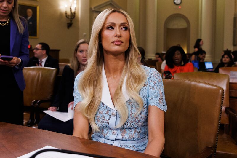 Paris Hilton during the hearing on child welfare in Washington. Photograph: Aaron Schwartz/Getty Images