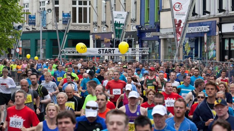 The Cork City marathon start line this morning.  Photograph: Clare Keogh