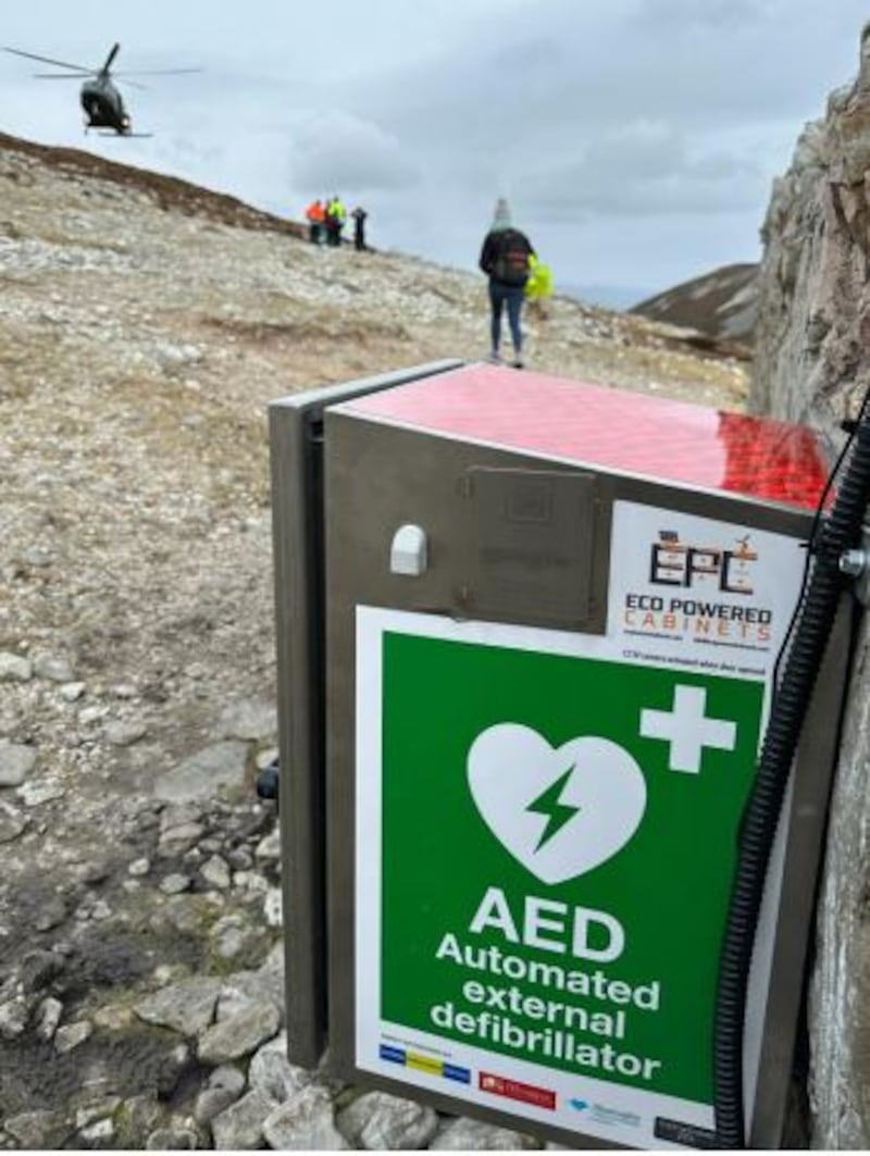 EPC temperature-controlled cabinets containing life-saving defibrillators have been installed on Croagh Patrick