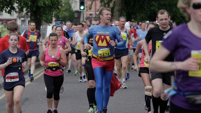 Marathon man Trent Morrow of Sydney Australia pictured before running his 57th marathon of 2013. His target is to run 160 marathons within a year –  on average two  and a half marathons a week – to beat the world record of 157. Photograph: Clare Keogh